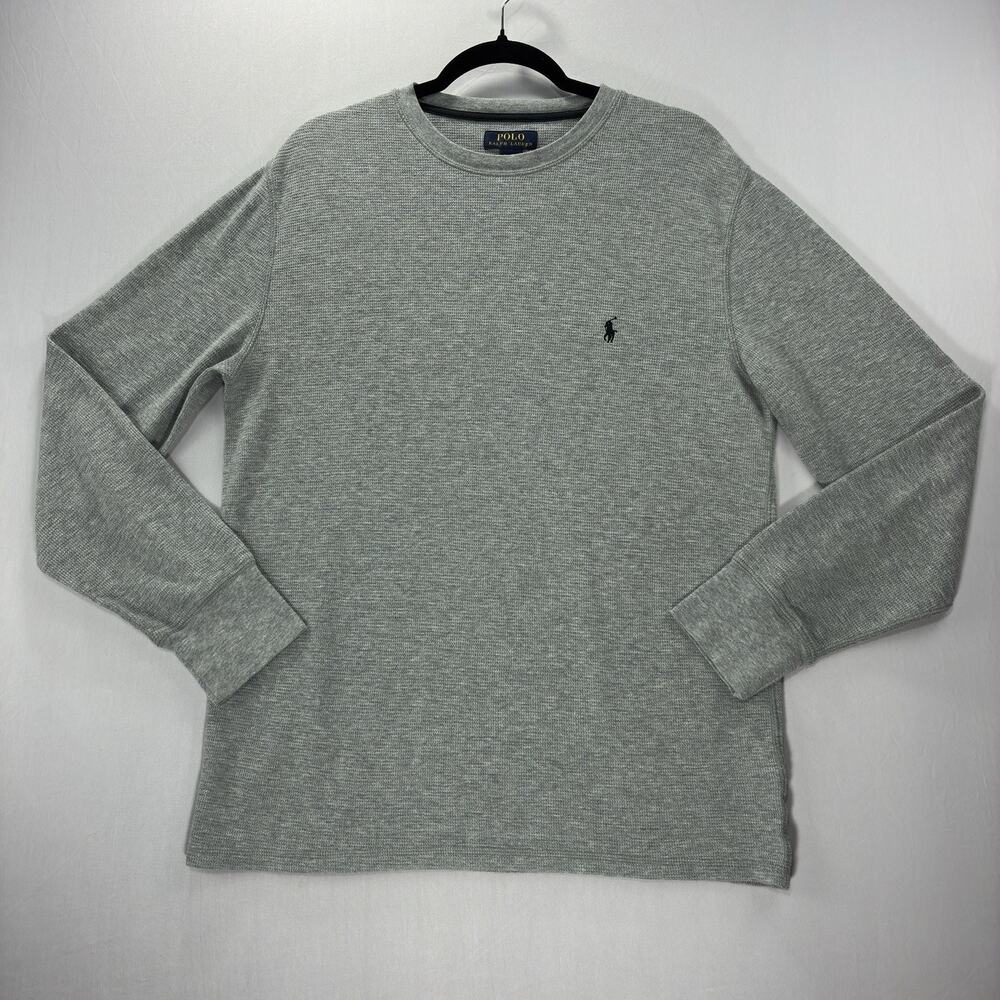 Polo Ralph Lauren Men’s L Gray Waffle Knit Thermal Sleepwear Long Sleeve Top